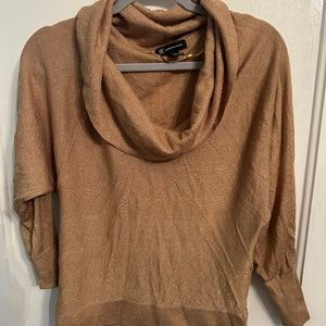 INC International Concepts Cowlneck Sweater Gold Tan Color